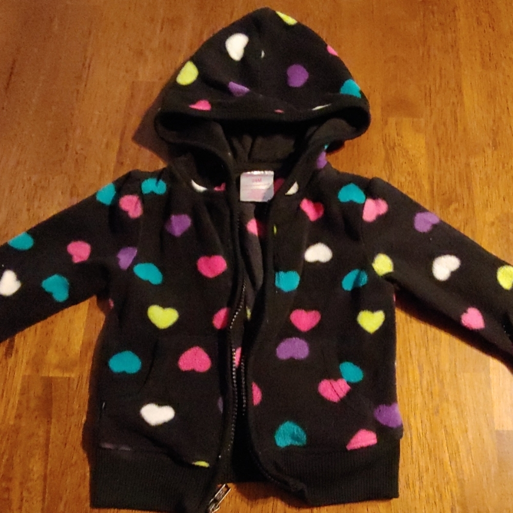 Girls 24m fleece hoodie with hearts